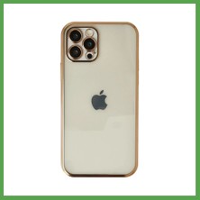 Bezos iPhone 12 Pro Uyumlu Kılıf Lensli Silikon - Gold Mgc