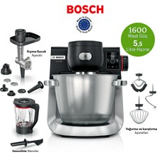 Bosch Kıyma Çekme Hamur Yoğurma Smoothie Serie 6 Mutfak Makinesi 1600W Siyah, Paslanmaz Çelik