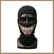 Bezos Unisex Tam Yüz Balaklava Diş Desenli Kışlık Maske Nefes Alan Esnek Kask Altı Boyunluk Yumuşak Viskoz 22
