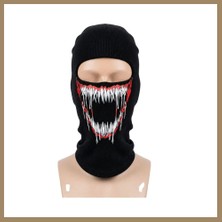 Bezos Unisex Canavar Diş Baskılı Balaklava 1 Adet Tek Beden Viskoz Kask Içi Motosiklet Maskesi · Renk: Siyah · Beden: Standart 22