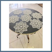 Bezos 6 Lı Dantel Kahve Sunumluğu 15X15 cm Asorti Desenli Zarif Sunum Aksesuarı Bbz