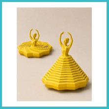 Defne Store 3D Baskı Balerin Figürlü Fidget Oyuncak - Hareketli Optik Illüzyon Masa Dekoru-Sarı Dfnbez