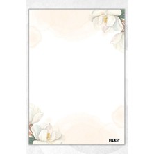 Ficksy A5 Çiçek Bloknot Çizgisiz Defter - 50 Yaprak - Memopad - Notepad - Not Defteri - Not Kağıdı