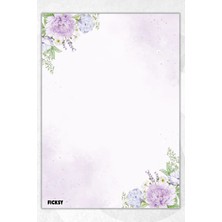 Ficksy A5 Çiçek Bloknot Çizgisiz Defter - 50 Yaprak - Memopad - Notepad - Not Defteri - Not Kağıdı
