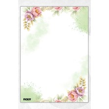 Ficksy A5 Çiçek Bloknot Çizgisiz Defter - 50 Yaprak - Memopad - Notepad - Not Defteri - Not Kağıdı