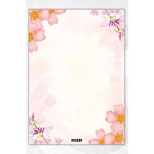 Ficksy A5 Çiçek Bloknot Çizgisiz Defter - 50 Yaprak - Memopad - Notepad - Not Defteri - Not Kağıdı