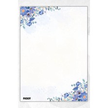 Ficksy A5 Çiçek Bloknot Çizgisiz Defter - 50 Yaprak - Memopad - Notepad - Not Defteri - Not Kağıdı
