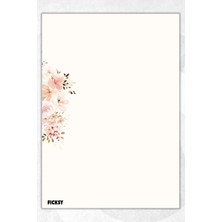 Ficksy A5 Çiçek Bloknot Çizgisiz Defter - 50 Yaprak - Memopad - Notepad - Not Defteri - Not Kağıdı