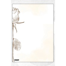 Ficksy A5 Çiçek Bloknot Çizgisiz Defter - 50 Yaprak - Memopad - Notepad - Not Defteri - Not Kağıdı