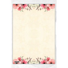 Ficksy A5 Çiçek Bloknot Çizgisiz Defter - 50 Yaprak - Memopad - Notepad - Not Defteri - Not Kağıdı