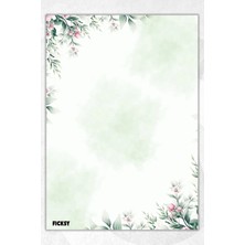 Ficksy A5 Çiçek Bloknot Çizgisiz Defter - 50 Yaprak - Memopad - Notepad - Not Defteri - Not Kağıdı
