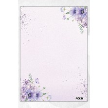 Ficksy A5 Çiçek Bloknot Çizgisiz Defter - 50 Yaprak - Memopad - Notepad - Not Defteri - Not Kağıdı