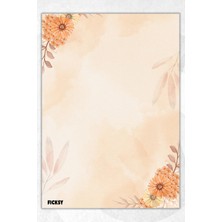 Ficksy A5 Çiçek Bloknot Çizgisiz Defter - 50 Yaprak - Memopad - Notepad - Not Defteri - Not Kağıdı