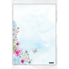 Ficksy A5 Çiçek Bloknot Çizgisiz Defter - 50 Yaprak - Memopad - Notepad - Not Defteri - Not Kağıdı