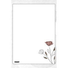 Ficksy A5 Çiçek Bloknot Çizgisiz Defter - 50 Yaprak - Memopad - Notepad - Not Defteri - Not Kağıdı