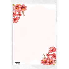 Ficksy A5 Çiçek Bloknot Çizgisiz Defter - 50 Yaprak - Memopad - Notepad - Not Defteri - Not Kağıdı