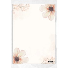 Ficksy A5 Çiçek Bloknot Çizgisiz Defter - 50 Yaprak - Memopad - Notepad - Not Defteri - Not Kağıdı