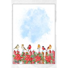 Ficksy A5 Çiçek Kuş Bloknot Çizgisiz Defter - 50 Yaprak - Memopad - Notepad - Not Defteri - Not Kağıdı