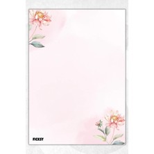 Ficksy A5 Çiçek Bloknot Çizgisiz Defter - 50 Yaprak - Memopad - Notepad - Not Defteri - Not Kağıdı