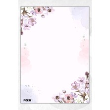 Ficksy A5 Çiçek Bloknot Çizgisiz Defter - 50 Yaprak - Memopad - Notepad - Not Defteri - Not Kağıdı