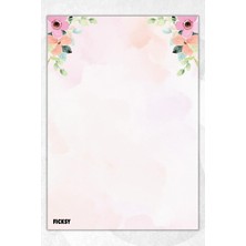Ficksy A5 Çiçek Bloknot Çizgisiz Defter - 50 Yaprak - Memopad - Notepad - Not Defteri - Not Kağıdı