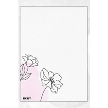 Ficksy A5 Çiçek Bloknot Çizgisiz Defter - 50 Yaprak - Memopad - Notepad - Not Defteri - Not Kağıdı