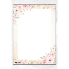 Ficksy A5 Çiçek Bloknot Çizgisiz Defter - 50 Yaprak - Memopad - Notepad - Not Defteri - Not Kağıdı