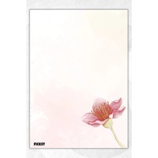 Ficksy A5 Çiçek Bloknot Çizgisiz Defter - 50 Yaprak - Memopad - Notepad - Not Defteri - Not Kağıdı