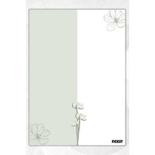 Ficksy A5 Çiçek Bloknot Çizgisiz Defter - 50 Yaprak - Memopad - Notepad - Not Defteri - Not Kağıdı