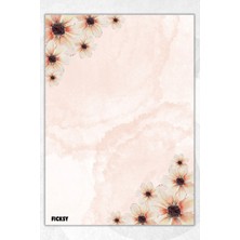 Ficksy A5 Çiçek Bloknot Çizgisiz Defter - 50 Yaprak - Memopad - Notepad - Not Defteri - Not Kağıdı