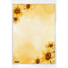 Ficksy A5 Çiçek Bloknot Çizgisiz Defter - 50 Yaprak - Memopad - Notepad - Not Defteri - Not Kağıdı