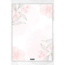 Ficksy A5 Çiçek Bloknot Çizgisiz Defter - 50 Yaprak - Memopad - Notepad - Not Defteri - Not Kağıdı