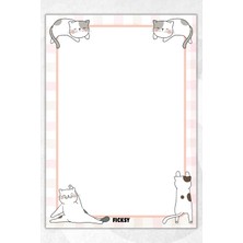 Ficksy A5 Kedi Bloknot Çizgisiz Defter - 50 Yaprak - Memopad - Notepad - Not Defteri - Not Kağıdı
