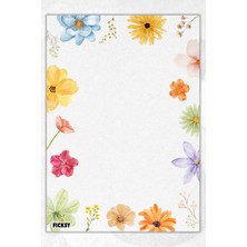 Ficksy A5 Çiçek Bloknot Çizgisiz Defter - 50 Yaprak - Memopad - Notepad - Not Defteri - Not Kağıdı