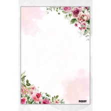 Ficksy A5 Çiçek Bloknot Çizgisiz Defter - 50 Yaprak - Memopad - Notepad - Not Defteri - Not Kağıdı