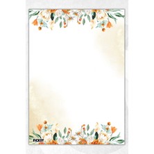 Ficksy A5 Çiçek Bloknot Çizgisiz Defter - 50 Yaprak - Memopad - Notepad - Not Defteri - Not Kağıdı