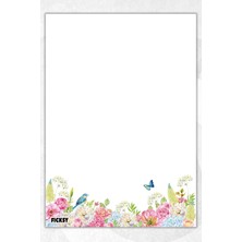 Ficksy A5 Çiçek Bloknot Çizgisiz Defter - 50 Yaprak - Memopad - Notepad - Not Defteri - Not Kağıdı
