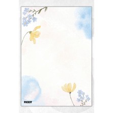 Ficksy A5 Çiçek Bloknot Çizgisiz Defter - 50 Yaprak - Memopad - Notepad - Not Defteri - Not Kağıdı