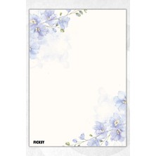 Ficksy A5 Çiçek Bloknot Çizgisiz Defter - 50 Yaprak - Memopad - Notepad - Not Defteri - Not Kağıdı