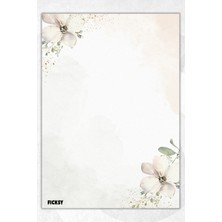 Ficksy A5 Çiçek Bloknot Çizgisiz Defter - 50 Yaprak - Memopad - Notepad - Not Defteri - Not Kağıdı
