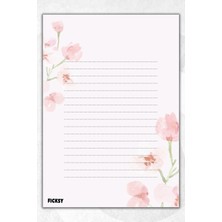 Ficksy A5 Çiçek Bloknot Çizgisiz Defter - 50 Yaprak - Memopad - Notepad - Not Defteri - Not Kağıdı