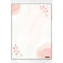 Ficksy A5 Çiçek Bloknot Çizgisiz Defter - 50 Yaprak - Memopad - Notepad - Not Defteri - Not Kağıdı