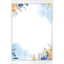 Ficksy A5 Çiçek Bloknot Çizgisiz Defter - 50 Yaprak - Memopad - Notepad - Not Defteri - Not Kağıdı