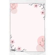 Ficksy A5 Çiçek Bloknot Çizgisiz Defter - 50 Yaprak - Memopad - Notepad - Not Defteri - Not Kağıdı