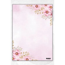 Ficksy A5 Çiçek Bloknot Çizgisiz Defter - 50 Yaprak - Memopad - Notepad - Not Defteri - Not Kağıdı