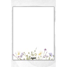 Ficksy A5 Çiçek Bloknot Çizgisiz Defter - 50 Yaprak - Memopad - Notepad - Not Defteri - Not Kağıdı