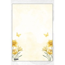 Ficksy A5 Çiçek Bloknot Çizgisiz Defter - 50 Yaprak - Memopad - Notepad - Not Defteri - Not Kağıdı