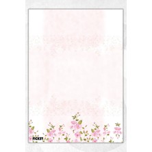 Ficksy A5 Çiçek Bloknot Çizgisiz Defter - 50 Yaprak - Memopad - Notepad - Not Defteri - Not Kağıdı