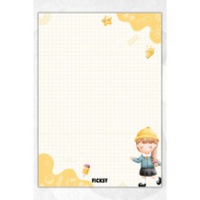 Ficksy A5 Çocuk Bloknot Kareli Defter - 50 Yaprak - Memopad - Notepad - Not Defteri - Not Kağıdı