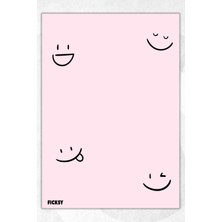 Ficksy A5 Gülen Yüz Bloknot Çizgisiz Defter - 50 Yaprak - Memopad - Notepad - Not Defteri - Not Kağıdı